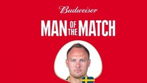 [한국 스웨덴] ‘PK 결승골’ 그랑크비스트, MOM 선정 ‘60년 만의 첫 경기 승리’