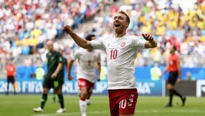 [월드컵] 전반 7분 에릭센 골… 덴마크, 호주에 1-0 리드