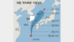 대마도로 향한 태풍… 남부에 많은 비