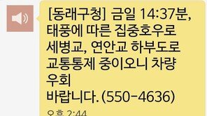 ‘부산 태풍’ 세병교·연안교 하부도로 통제 중…부산시 도로 곳곳 침수 