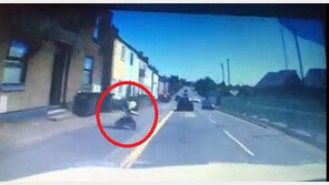 [영상] 젖먹이 탄 유모차 차도로 ‘툭’…기겁한 운전자 급제동 ‘아찔’