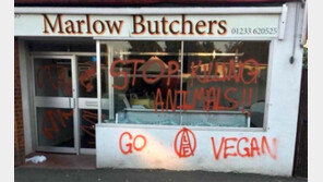 채식주의자들의 공격… 정육점 부수고 치즈가게 ‘낙서 테러’