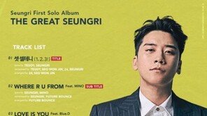 승리, 첫 솔로앨범 트랙리스트 빵빵…송민호·비아이도 피처링 참여