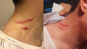 목에 밴드 붙인 김경수 “건강 문제 없어…품격 있는 정치·사회 만들자”