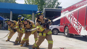 새내기 소방관 호수 사용법 훈련