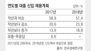 대기업 19% “올해 채용 작년보다 늘릴 것”