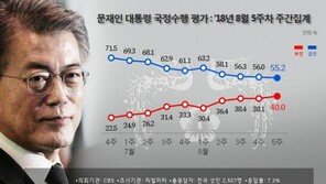문재인 대통령 지지율 55.2%, 4주연속 최저치…부정평가 첫 40%대 기록