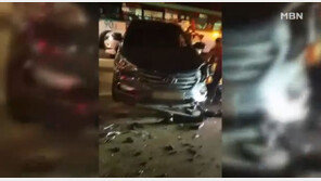 박미선 휘말린 3중 추돌사고 영상 공개…헤드라이트 깨지고 범퍼 내려앉아