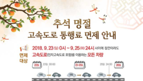 “오늘 NO, 내일부터”…추석 고속도로 통행료 면제, 이용 방법은?