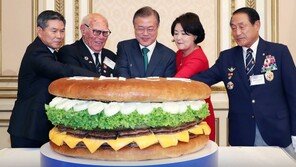 국군의 날 경축연, 초대형 초코파이·햄버거 축하케이크 대신 절단