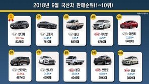 2018년 9월 국산차 판매순위… 희비 엇갈린 ‘현대·기아차’