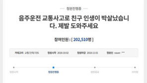 “친구 인생이 박살났다” 음주운전 처벌강화 靑 청원 20만 돌파