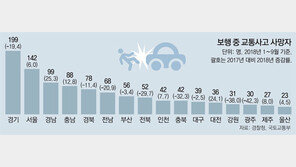 보행중 교통사고 사망자 9.5% 줄었다