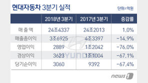 현대차 실적쇼크에 ‘망연자실’, 분기 영업익 3000억원 붕괴