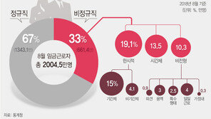 비정규직 661만 명, 월급쟁이 3명중 1명…6년來 최고 비중
