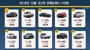 2018년 10월 국산차 판매순위… ‘싼타페·그랜저’ 연간 10만대 돌파 코앞