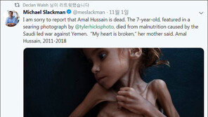 ‘예멘 내전 고통의 상징’ 7세 소녀, 굶주림 없는 세상으로 떠나다