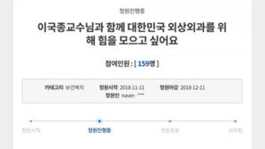 이국종 교수 지지 국민청원 등장 “힘 모으고 싶다”
