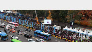 도심 4개 차로 막고 “의료사고 구속 의사 석방하라”