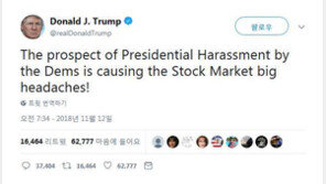 트럼프 “美 주식시장 하락은 나를 괴롭히는 민주당 탓”