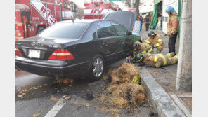 바퀴에 지푸라기 낀 차량에 불…지나던 소방차가 발견해 진화