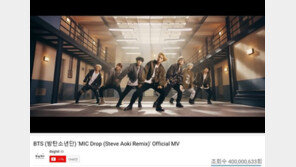방탄소년단, ‘마이크 드롭 리믹스’로 다섯 편째 ‘4억 뷰’