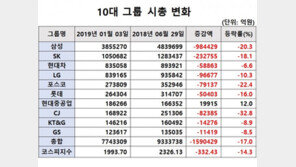 10대 그룹 시총 반년새 159조 증발…“주력 산업 흔들”