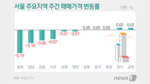강남4구 재건축 0.18% ‘뚝’…서울 집값 8주 연속 하락