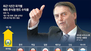 수익률 10%… 브라질펀드 ‘나홀로 고공행진’