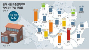 서울 강남-마포-용산-서초구, 단독주택 공시가격 30% 넘게 올라