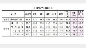 2월 中企 경기전망 5.3포인트↓…제조업, 금융위기 후 최악