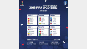 한국, 포르투갈·아르헨티나·남아공과 U-20 월드컵 한 조