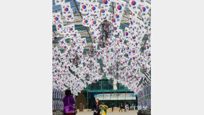 태극기 3000장으로 꾸민 ‘태극터널’