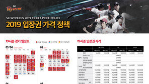 SK 와이번스 2019시즌 홈경기 입장권 가격 확정
