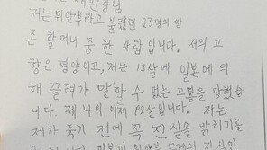 “죽기 전에 진실 밝혀달라”…‘위안부 문서 공개’ 자필 호소