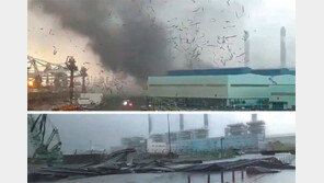 당진 덮친 토네이도 강풍… 현대제철소 지붕 날아가