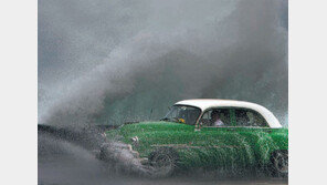 [고양이 눈]미국 모델 쿠바 택시를 덮친 파도