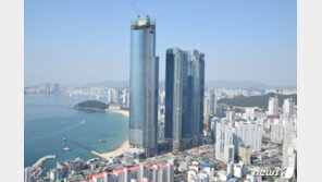 ‘101층의 위용’…해운대 ‘엘시티 더샵’ 골조공사 마무리