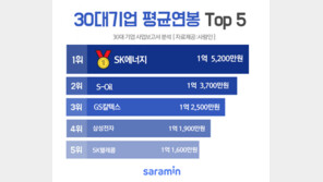 “30대 기업 중 9개사 직원 평균 연봉 1억원 넘어… 1위는 SK에너지”