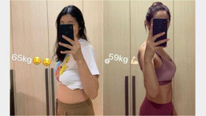 “65kg→59kg” 김빈우, 다이어트 전후 달라진 복근 공개