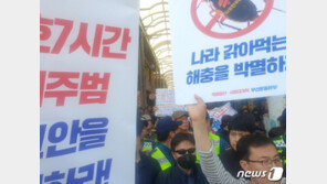 황교안 부산 민생투어…“황교안 처벌하라” vs “빨갱이 물러가라” 아수라장