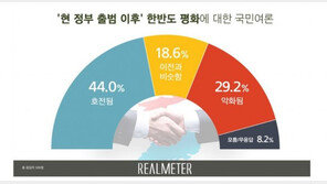 ‘文정부 출범 후 한반도 평화 호전’ 44%…‘나빠졌다’ 29%