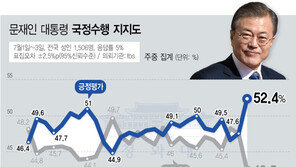 文대통령 국정 지지율 52.4%…판문점 회동 효과에 급등