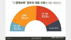 정부의 日 대응 수준에 국민 39% “적절”…33%는 “너무 약해”