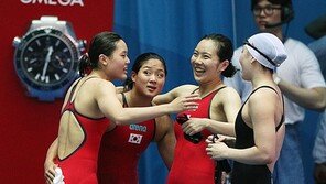 [광주세계수영]女 계영팀, 400m 대회 첫 한국 신기록 …3분42초58