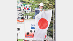 일장기 OUT… 테헤란로 14기 철거