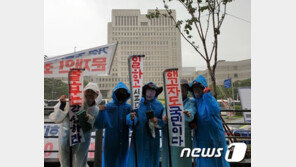 톨게이트 수납원들 “직접고용 판결 환영…끝까지 고공농성”