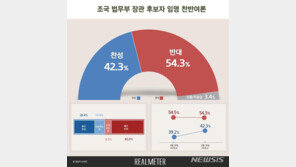 조국 임명 찬성 42.3% vs 반대 54.3%…찬성 늘고 반대 줄어