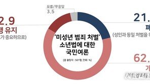 국민 10명 중 8명 “소년법 개정 또는 폐지해야”