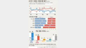 文대통령 국정 수행지지율 45%, 3주째 상승…부정평가 47%